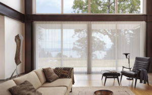 Residential luxury smart home with automatic Hunter Douglas shades